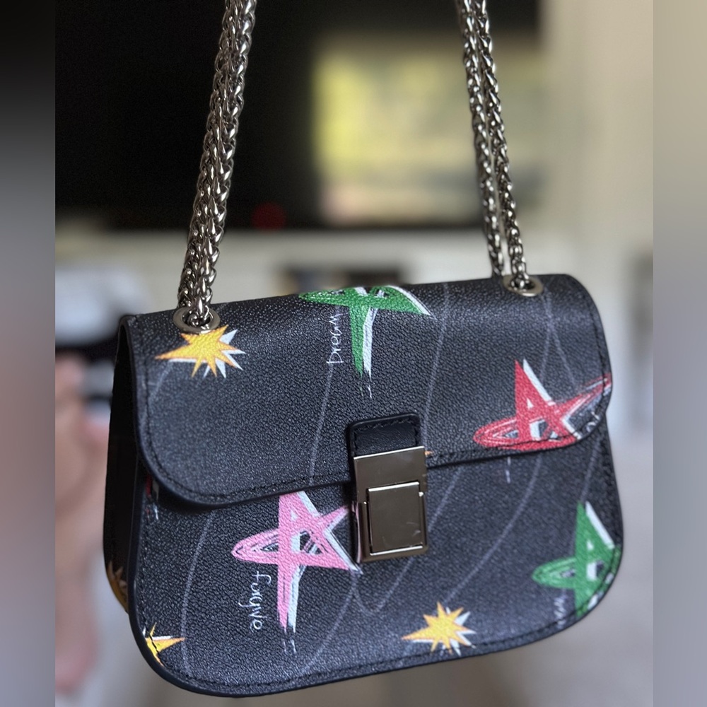 Camila Canabal Stars Mini Shoulder Bag Crossbody Black Designer Chain Strap